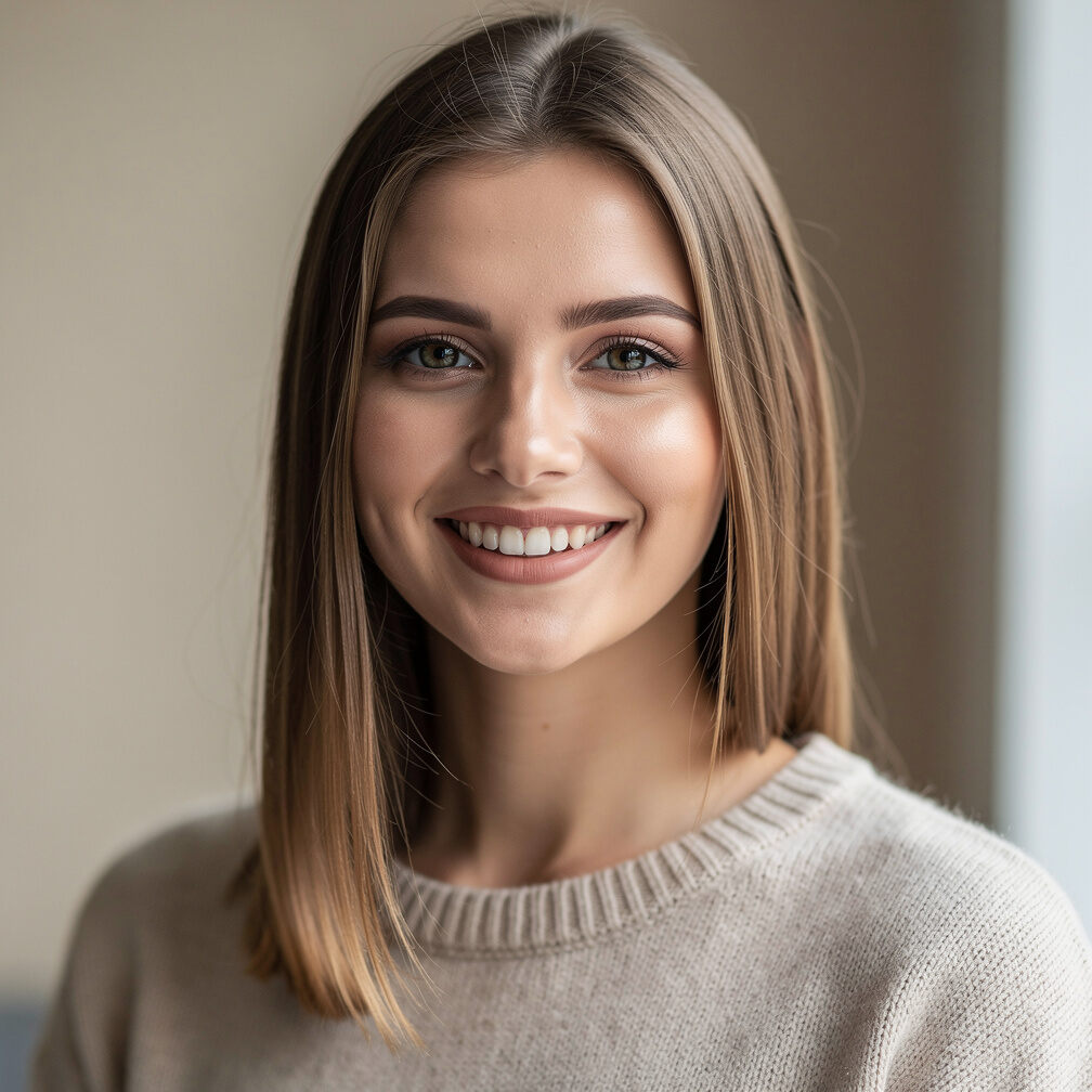 Portrait of a young woman smiling for a testimonial